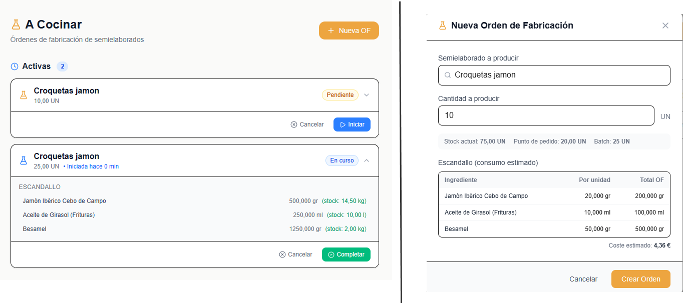 Orden de fabricación en Lumel